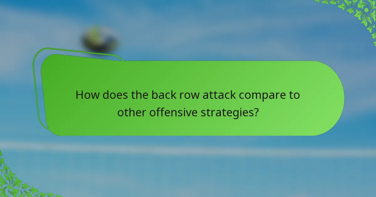 How does the back row attack compare to other offensive strategies?