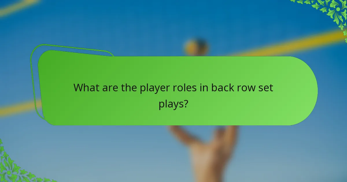 What are the player roles in back row set plays?
